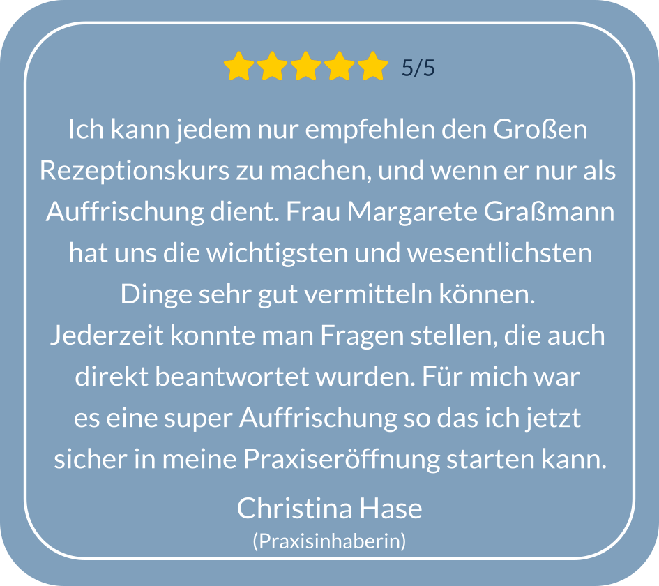 Rezeptionskurs Physiotherapie